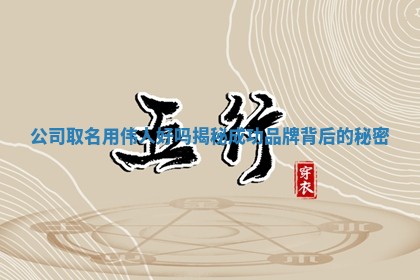 🥩 公司取名用伟人好吗揭秘成功品牌背后 🥞 的秘密
